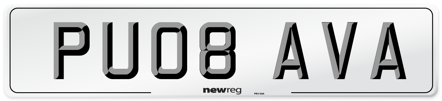 PU08 AVA Number Plate from New Reg